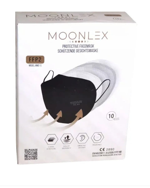 Moonlex FFP2 NR Schutzmaske schwarz (haltbar bis: 31. Okt 2028) - 10er Box
