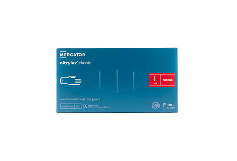 Nitrylex Einmalhandschuhe von MERCATOR in Größe L, 100 Stück, blau