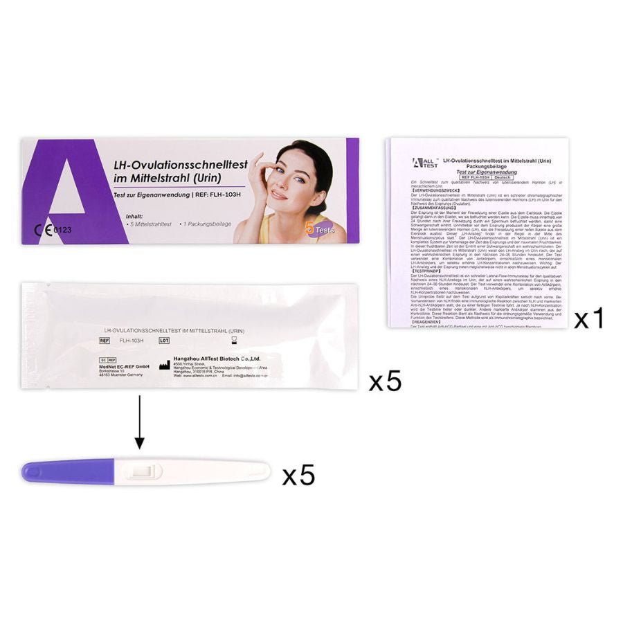 1x Alltest LH Ovulations Schnelltest - Mittelstrahl - 5er Box