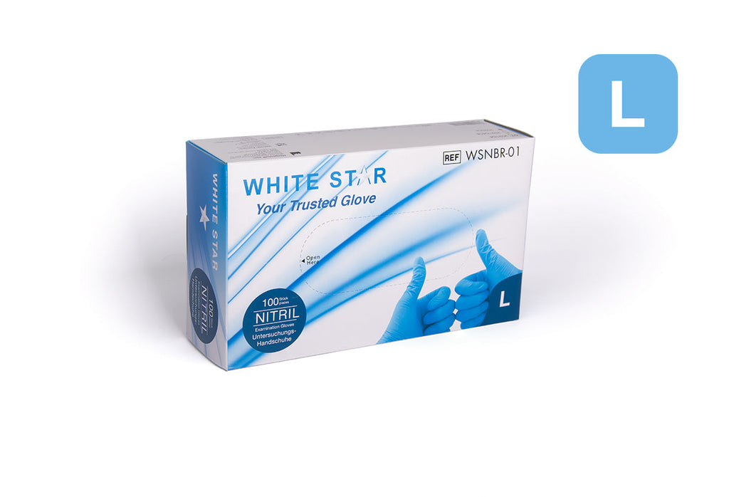 WhiteStar - blaue Nitril Handschuhe L 100er Box
