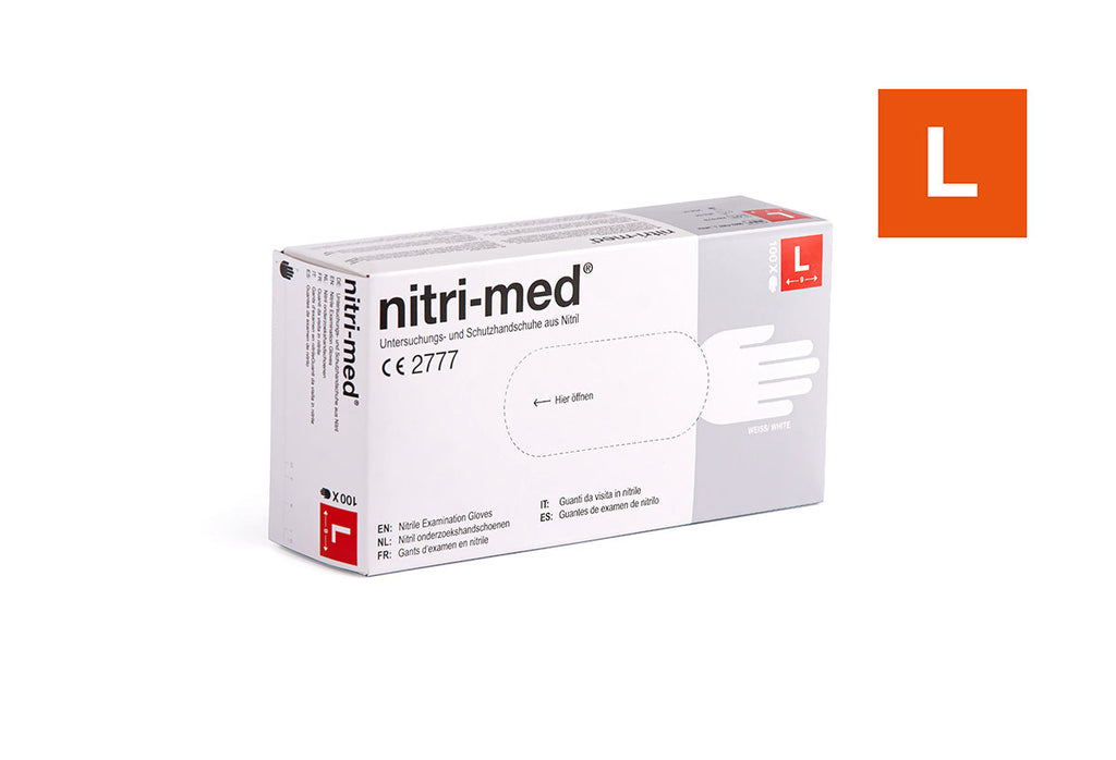 1x Nitri-Med® weiße Nitril Handschuhe L 100er Box
