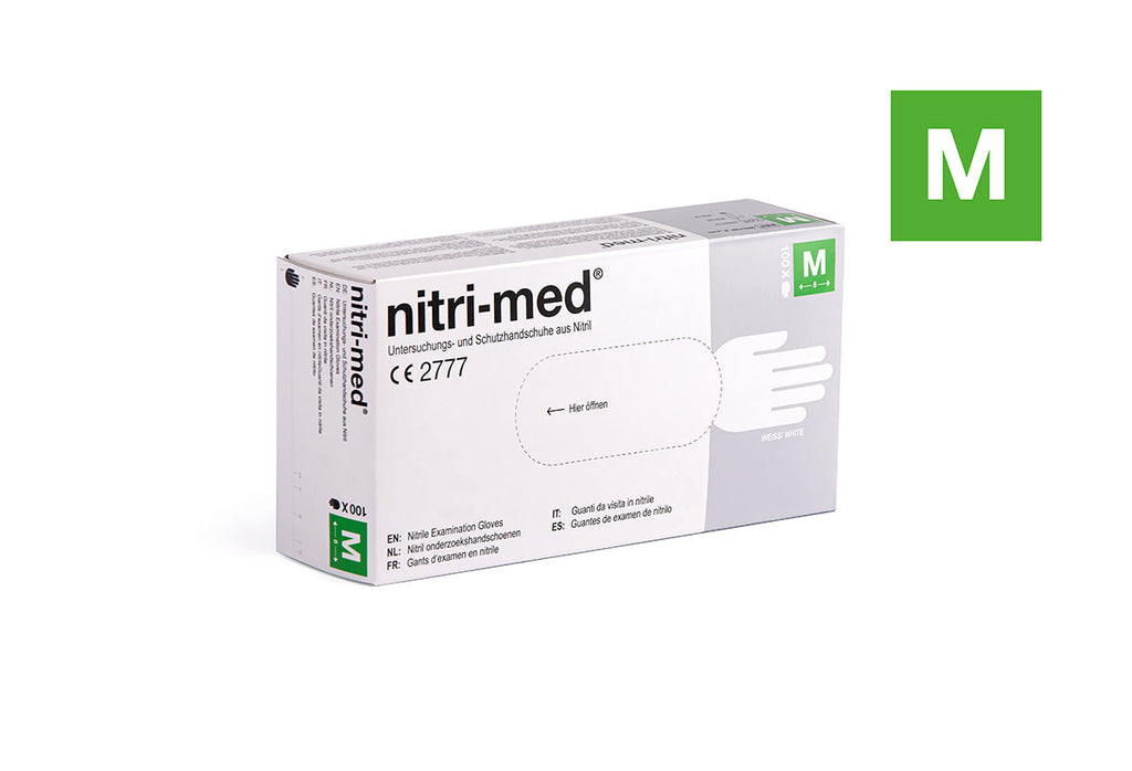1x Nitri-Med® weiße Nitril Handschuhe M 100er Box