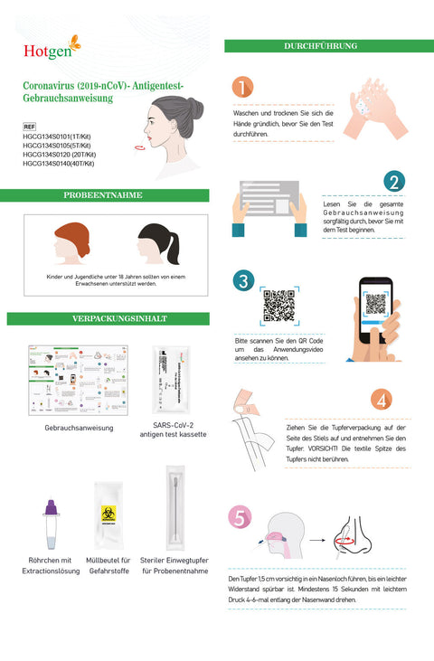 Hotgen Schnelltest ❗haltbar bis: 10. Nov. 2025❗ für Laien im Polybeutel – CE0123 - Coronavirus (2019-nCoV) – Antigentest – Selbsttest für Zuhause (1er Set)