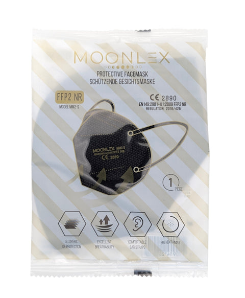 Moonlex FFP2 NR Schutzmaske schwarz (haltbar bis: 31. Okt 2028) - 10er Box