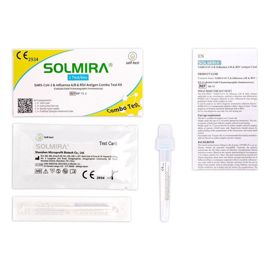 Solmira 4 in 1 Combo-Laientest RSV, Influenza A/B und SARS-CoV-2