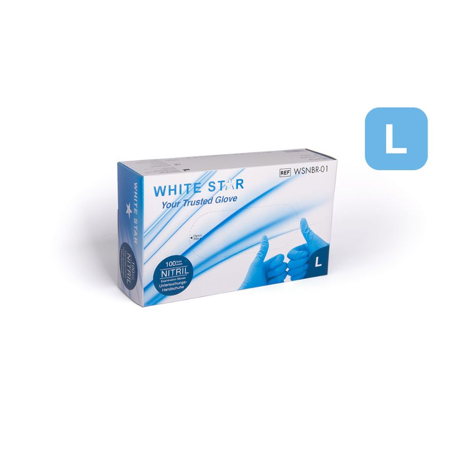 WhiteStar - blaue Nitril Handschuhe L 100er Box