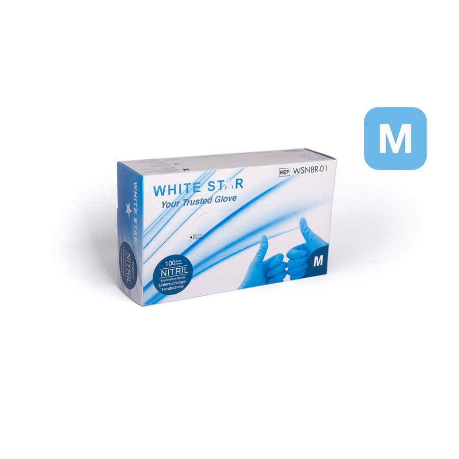 WhiteStar - blaue Nitril Handschuhe M 100er Box