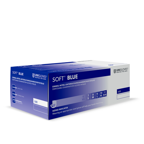 unigloves nitril handschuhe Unigloves SOFT BLUE – Nitrilhandschuhe in der 200er Box – Schnelltest Store
