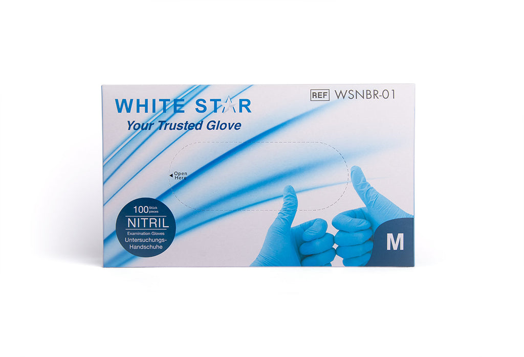 WhiteStar - blaue Nitril Handschuhe M 100er Box
