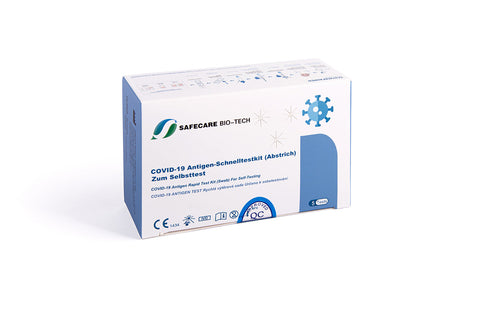 25x Safecare Bio-Tech Laientest (haltbar bis: 29. Feb. 2024) COVID-19 Antigentest - nasaler Selbsttest - 5x5er Set