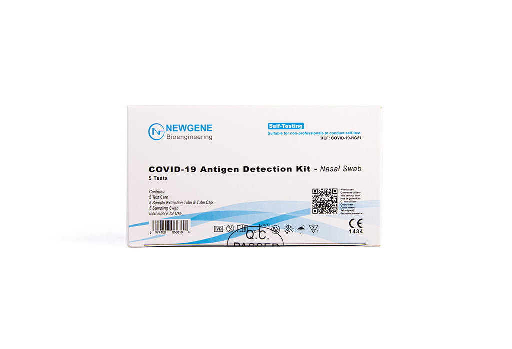 Newgene COVID-19 Antigen Selbsttest Kit - Nasal Swab - Laientest nasal (5er Box)
