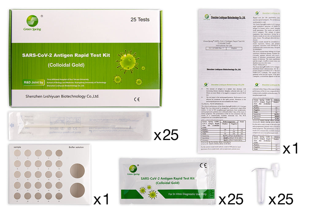 Green Spring Schnelltest – SARS-CoV-2 Antigentest 4in1 (25er Box)
