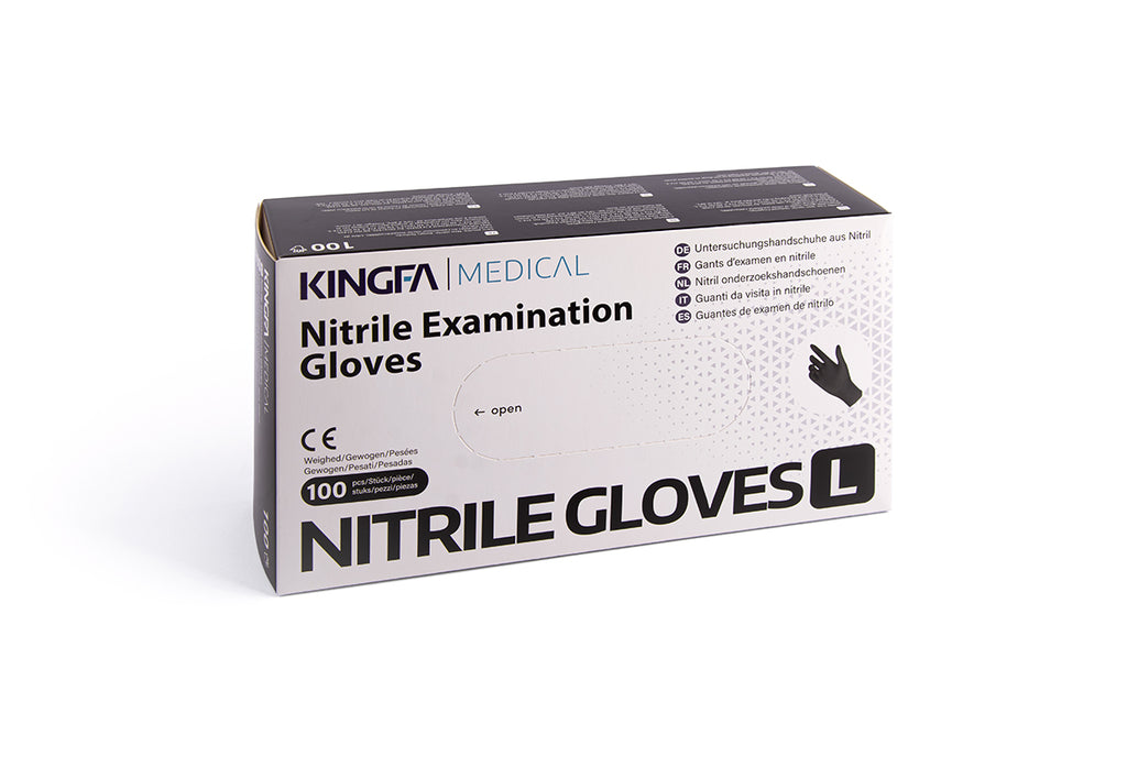 Kingfa schwarze Nitril Handschuhe Größe L 100er Box
