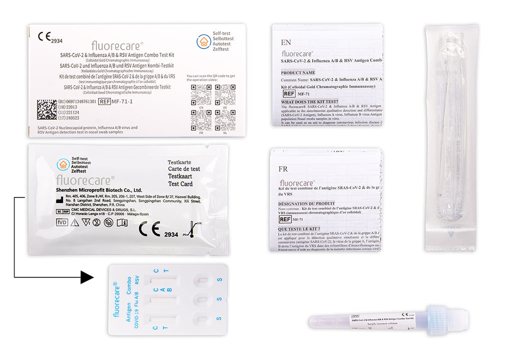Fluorecare 4 in 1 Kombi-Laientest SARS-CoV-2, Influenza A/B und RSV