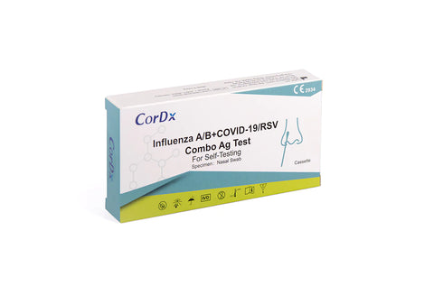 1x CorDx 4 in 1 Kombi-Test (haltbar bis: 25. Dez. 2024) RSV Viren + Corona COVID-19 + Influenza A + B