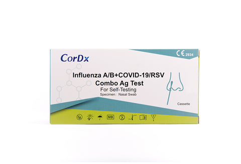 CorDx 4 in 1 Laien-Antigen Kombi-Test RS-Viren + Corona COVID-19 + Influenza A + B
