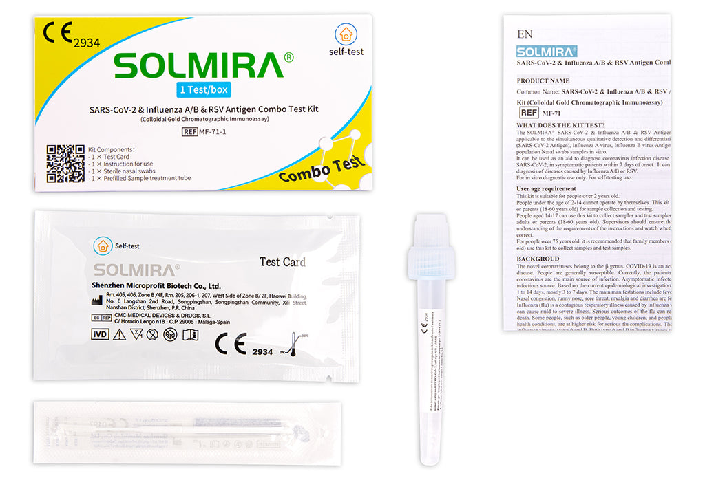 Solmira 4 in 1 Combo-Laientest RSV, Influenza A/B und SARS-CoV-2