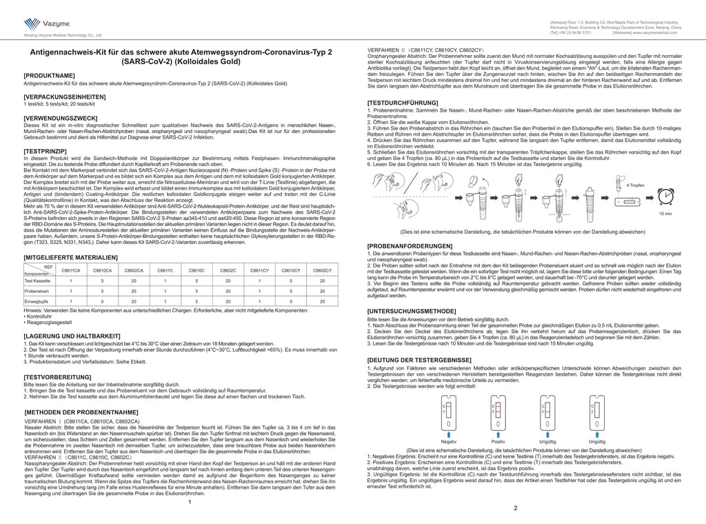 Vazyme Antigennachweis-Kit [SARS-CoV-2] (20er Box)