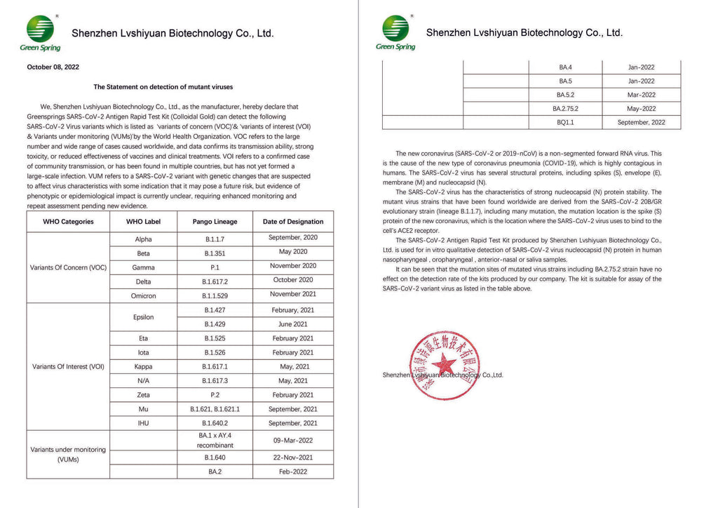 25x Green Spring® (haltbar bis: 11. Okt. 2024) SARS-CoV-2 Antigen Rapid Test Kit Schnelltest 4in1